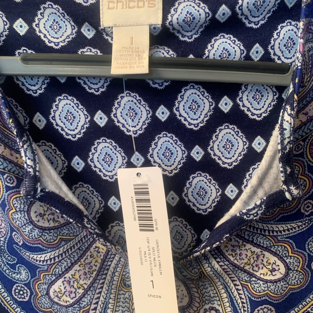 Chico New With Tags Top, Multi Pattern, 3 Shades … - image 2